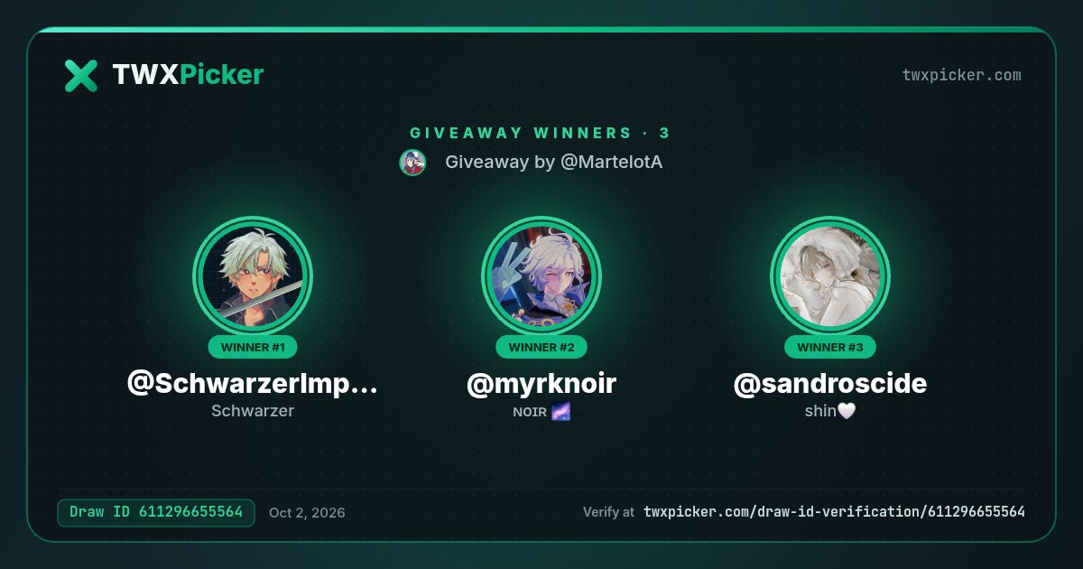 MartelotA's tweet photo. Congratulation !! You win  @SchwarzerImpact
🏆 @myrknoir
🏆 @sandroscide
Let me know if you received it. https://t.co/9Cv80lt5Sk