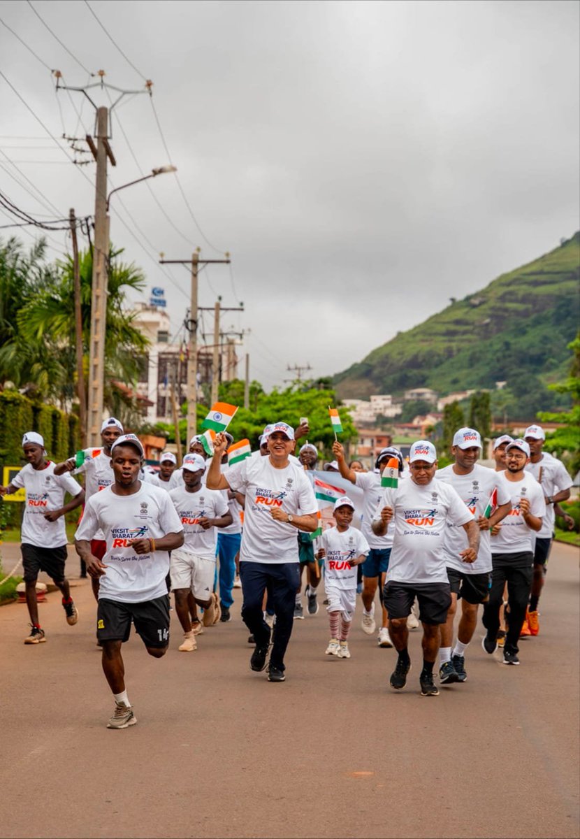 hciyaounde's tweet photo. Viksit Bharat Run in Yaoundé– Celebrating the Spirit of a Developed India 🇮🇳🇨🇲

@MEAIndia
#ViksitBharatRun2026 
#ViksitBharat2047
#IndianDiaspora 
#SewaPakhwada2026 https://t.co/hed6aNONsY