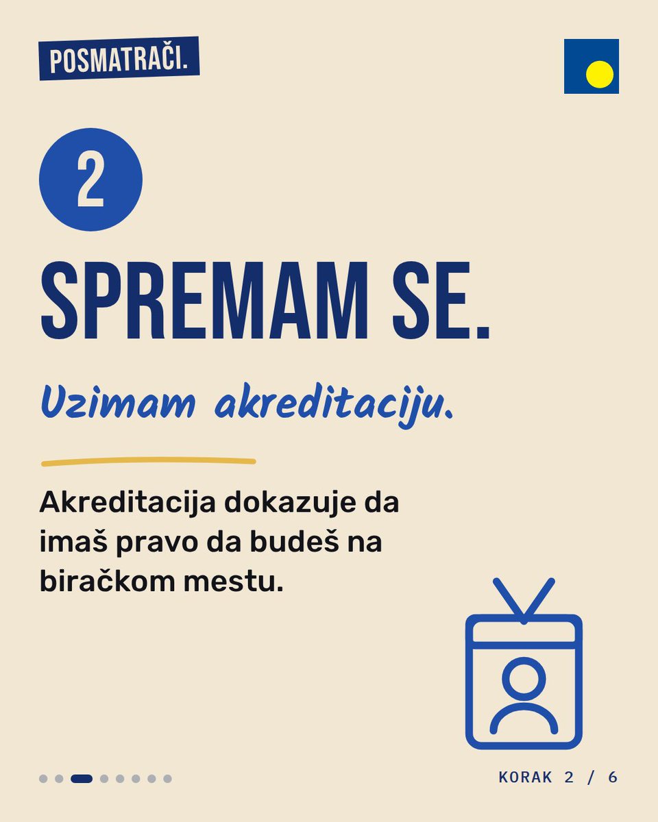 demokrate's tweet photo. Jednostavna priča u 6 koraka šta radi posmatrač na dan izbora. 

Deo si ekipe, obuči se i daj svoj doprinos, jer svaki glas je bitan.

Prijavi se da posmatraš - https://t.co/eZrXkEAef9 https://t.co/UfgTAdUbSo