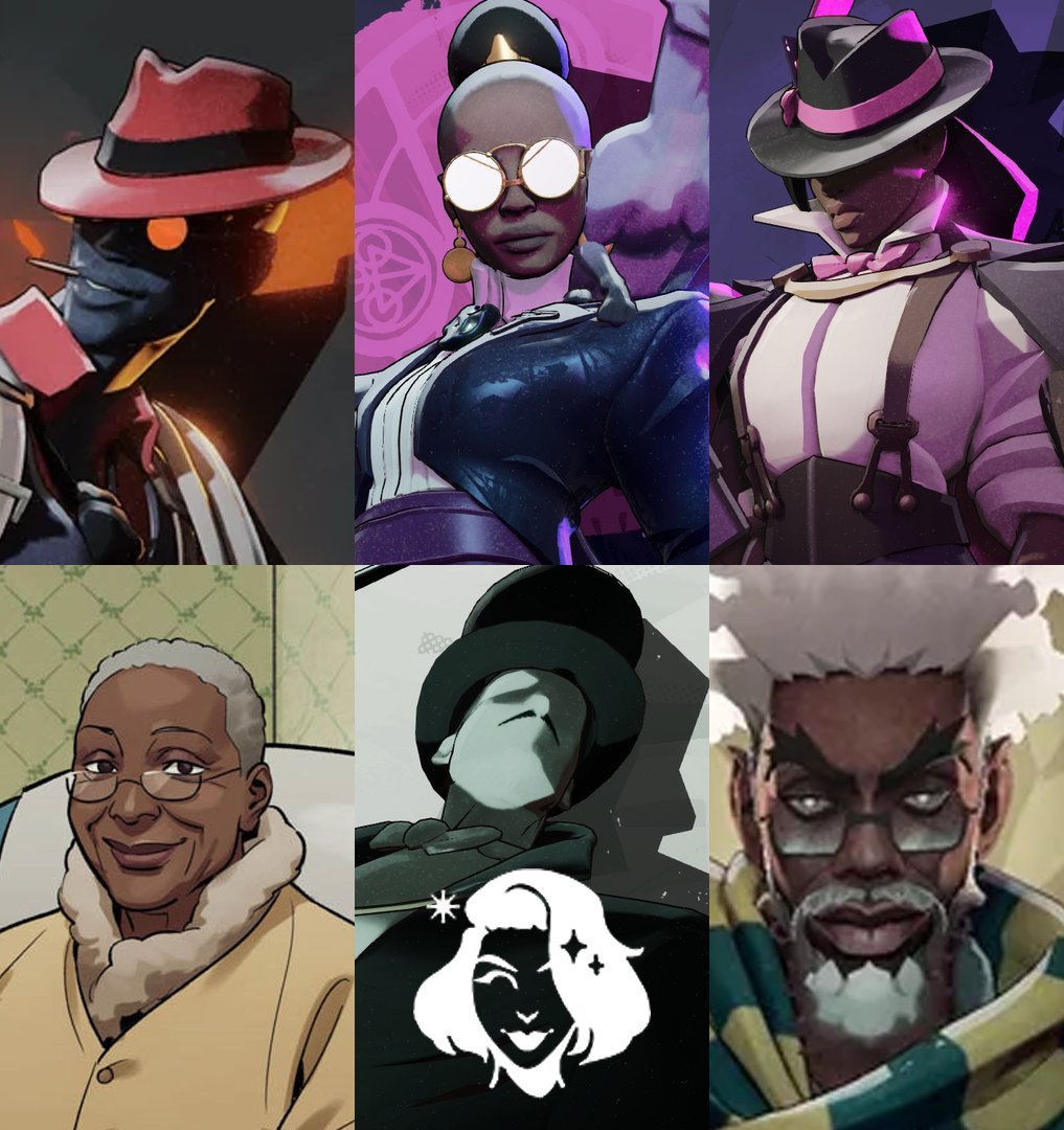 Loudwindow's tweet photo. i love deadlock's character designs but i would one day like to see a hero voiced by a black actor to have unobscured eyes. even sinclair's unfinished mannequin body and ability icon has no eyes and a bang over an eye like just oneeeee character valve put the glasses down too https://t.co/v04ynIVioC