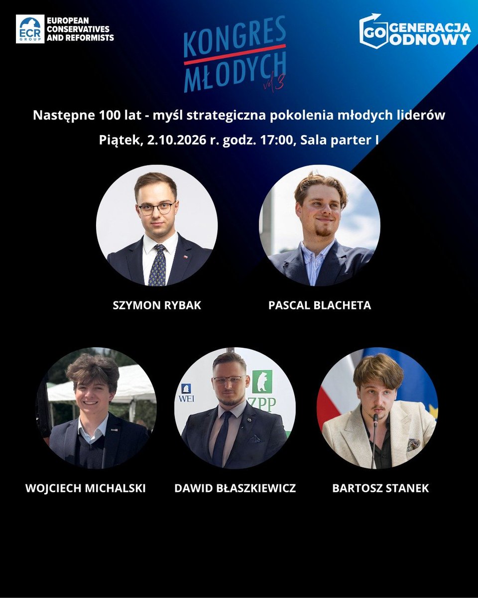GOdnowy's tweet photo. Zapraszamy na nasz panel podczas Kongresu Młodych w Chełmie! 🌍🇵🇱
▶️ "Następne 100 lat – myśl strategiczna pokolenia młodych liderów"
🗓 piątek, 01.10.2026 r.
⏰️ 17:00
📍 Sala parter 1, Muzeum Ziemi Chełmskiej
#Next100 #OdNowa #GO https://t.co/UZ37voxA8a