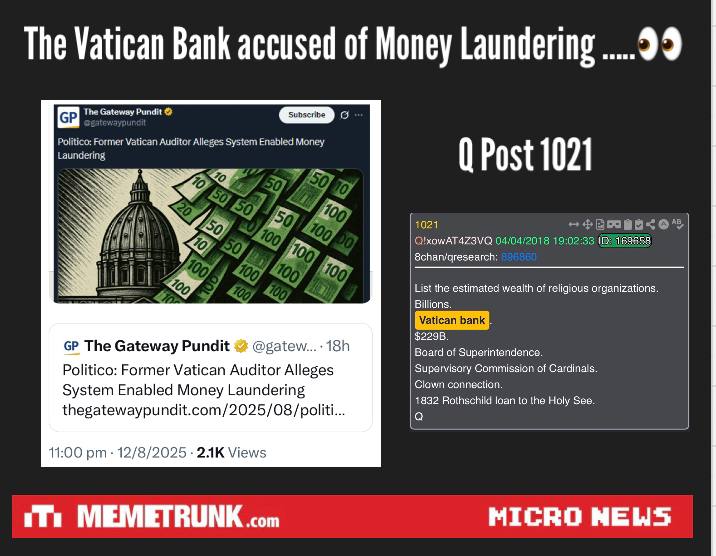 PhilomenaGrady's tweet photo. Money Laundering and the Vatican 

"When you realize the Vatican Bank wasn't just holding gold and rosaries ... it was plugged into a global laundering web touching Malta, Switzerland, Panama, New Zealand, Rome property deals, and evern "Charitable" fronts. 

EO 13818 https://t.co/OKR46O6CbP