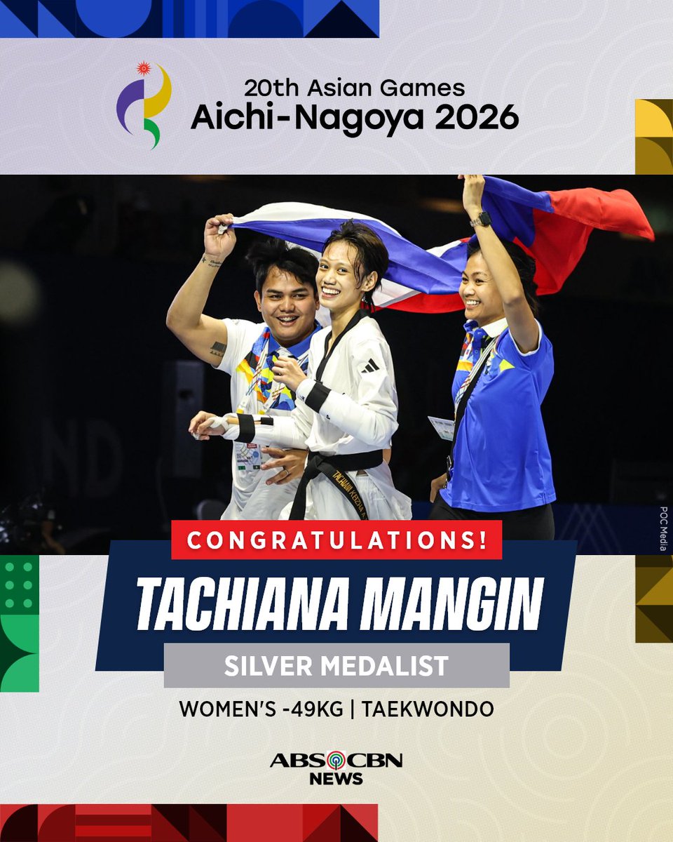 ABSCBNNews's tweet photo. A SILVER FOR TACHIANA
 
Filipina jin Tachiana Mangin claims a silver in her Asian Games debut, falling to China's Ma Jingyue in the final of the women's -49kg class. https://t.co/dSV3zWTViE