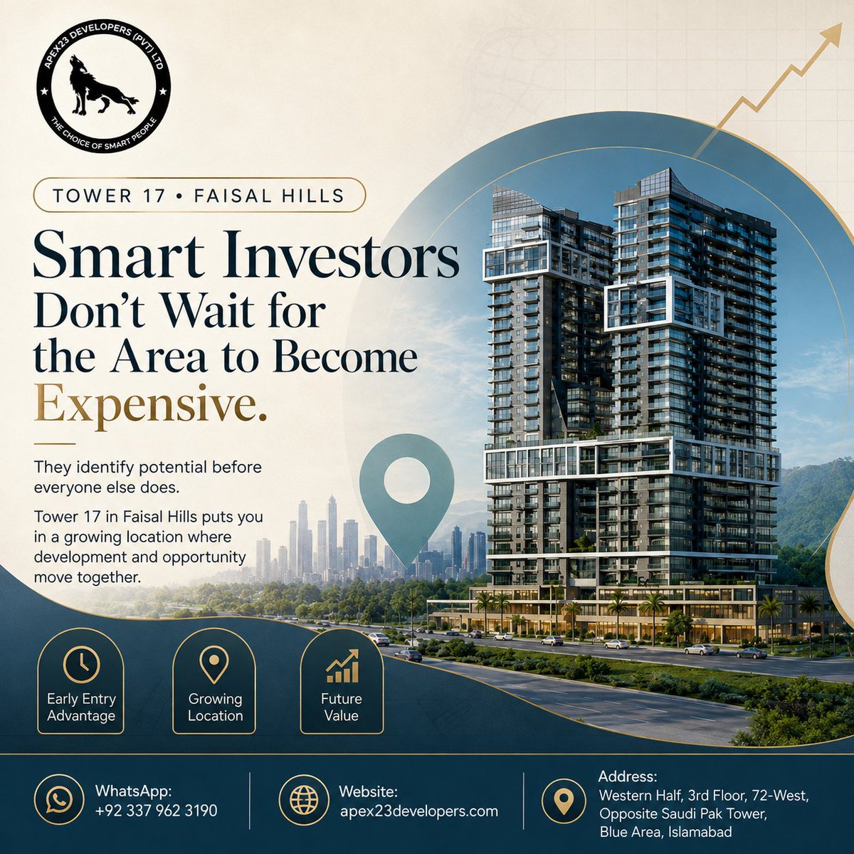 apexestatespak's tweet photo. Invest Early. Grow with the Opportunity.
Minimum Investment: PKR 250,000
Flexible Payment Plan Available
Tower 17, Faisal Hills
For complete payment plan, booking details & more information:
WhatsApp: 0337 9623191
#Tower17 #FaisalHills #Apex23Developers #RealEstatePakistan https://t.co/uXaHyZcJZq
