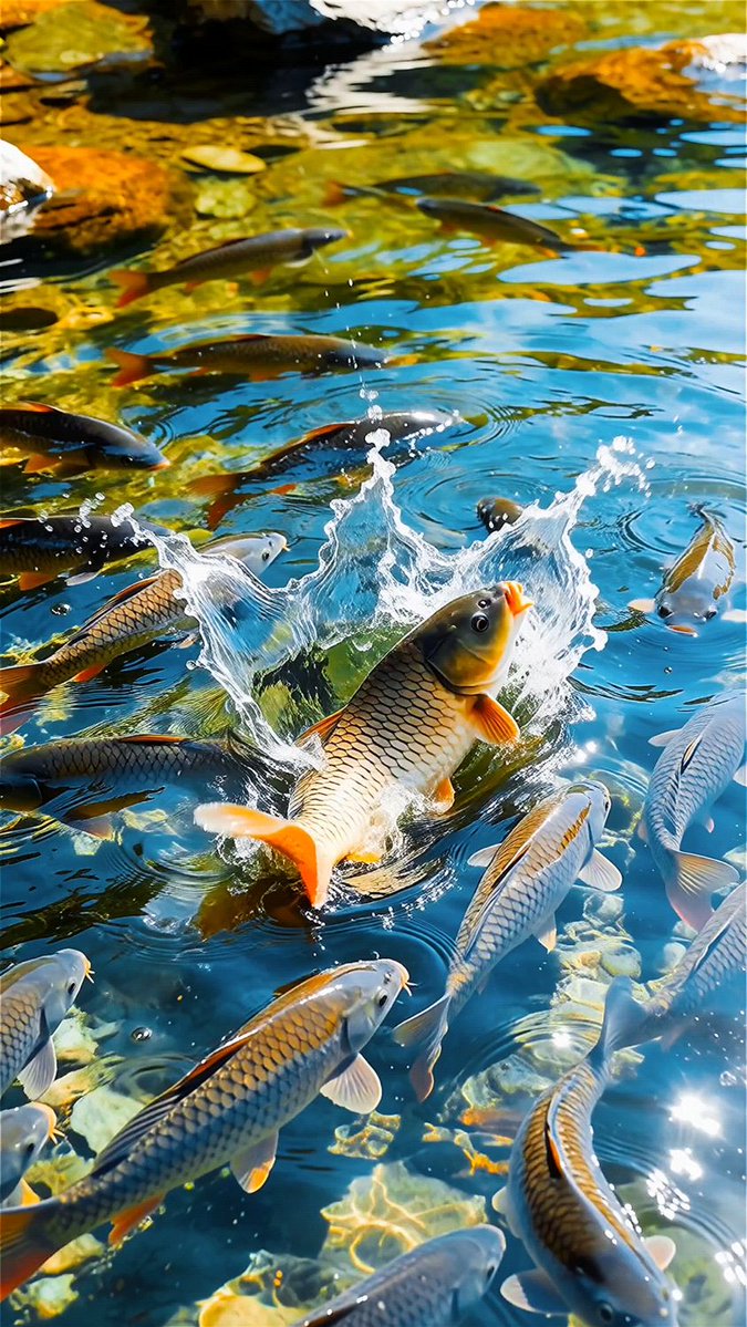 HuntCanvasijmp's tweet photo. Look, those broad, charming fish swim gracefully in the clear stream! https://t.co/B918I2e6z6
