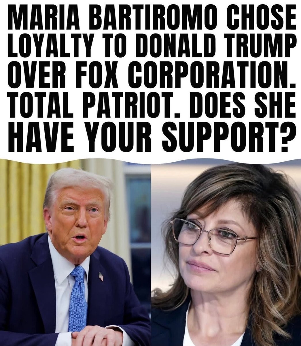 Jolie_Miller09's tweet photo. Fox told the room not to follow Trump. Maria wouldn’t play mute.

They called it business. She called it loyalty.
Does she have your support? https://t.co/YP0o15AWqI