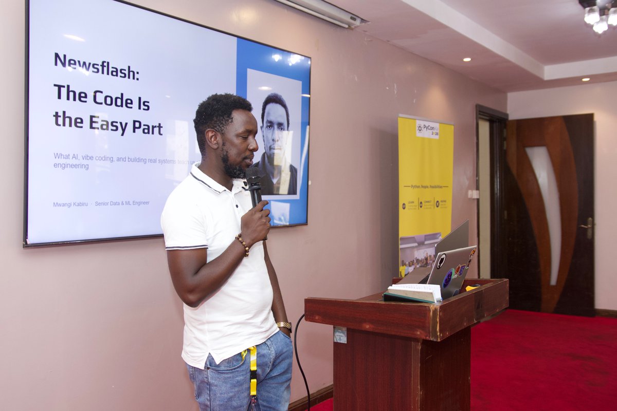 PyconKenya's tweet photo. Newsflash: The Code is the Easy Part - by Mwangi Kabiru
#PyConKenya #PyConKE2026 #Python https://t.co/JdyJarZOia