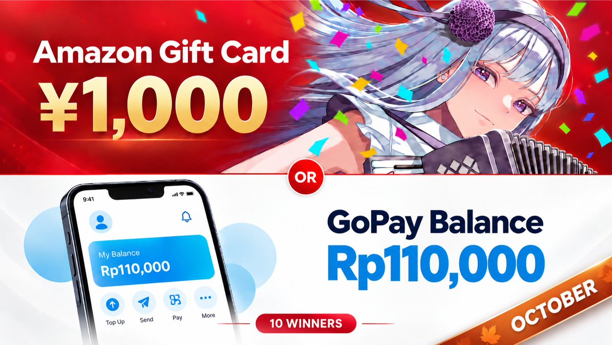 CryptoHiroba's tweet photo. 10月第1弾プレゼント

Amazonギフト券1,000円分 or GoPay残高110,000ルピア分を10名様にプレゼント！

今年もいよいよラスト3ヶ月！
相場の熱気を楽しみながら、Crypto Hirobaで年末まで一緒に盛り上がっていきましょう🚀
10月も豪華なプレゼントをご用意していきますので、どうぞお楽しみに！
https://t.co/hNs43v8uy9
