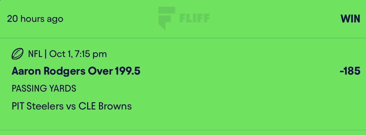 ElevatedSharp's tweet photo. 🏈 Aaron Rogers ⬆️ 199.5 Pass Yards ✅

@NFL @NFLPlus @steelers VS @Browns 🏁 https://t.co/n6AxeTGBNL