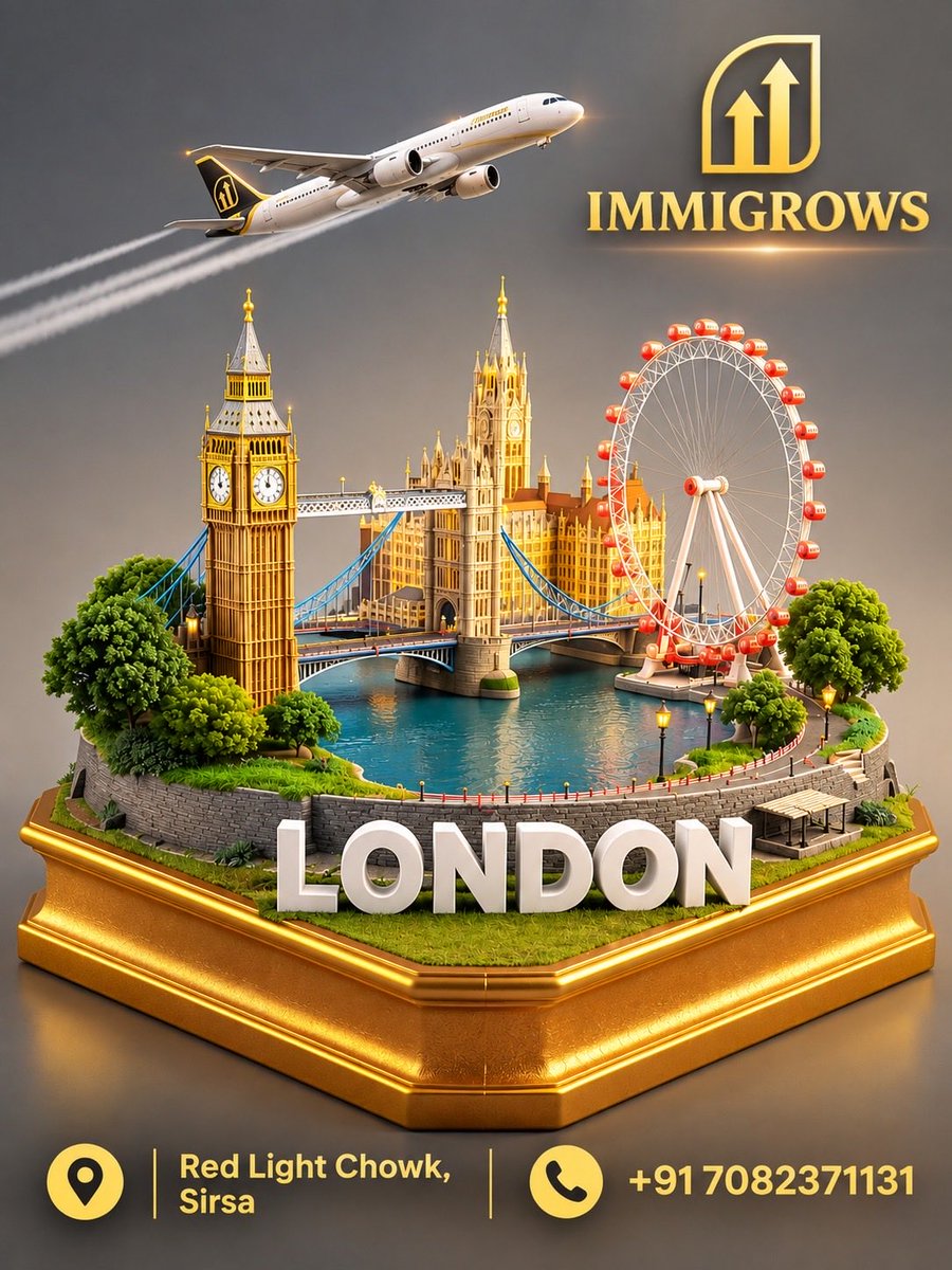 immigrows's tweet photo. 🇬🇧✨ Discover the Charm of London! 🏰✈️
Make your travel dreams a reality with IMMIGROWS!
📍 Red Light Chowk, Sirsa
📞 +91 7082371131
IMMIGROWS — Your Trusted Visa & Travel Partner Since 2014.
#London #UKTravel #VisitLondon #UKVisa #TravelDreams #Immigrows #ExploreTheWorld https://t.co/ZvNqcru7sb