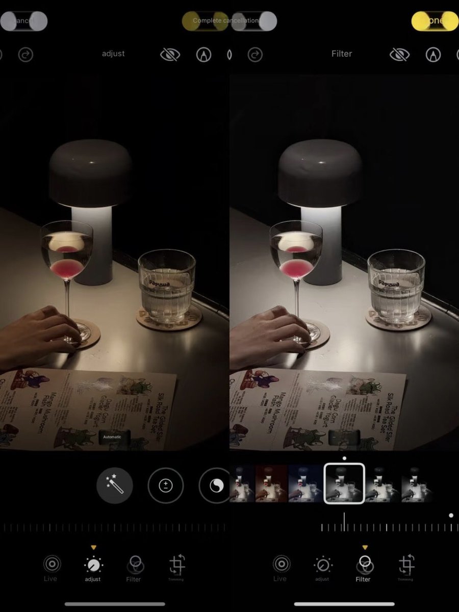bbutterbl0om's tweet photo. 📱iPhone Dark Filter Editing Recipe:

•Mono Filter +15
• Exposure -5
• Brilliance +10
• Highlights -5
•Black Point +4
• Brightness +6
• Vibrance -5
• Sharpness +30
•Definition +10
• Warmth -6 https://t.co/WMHwnEU7rd
