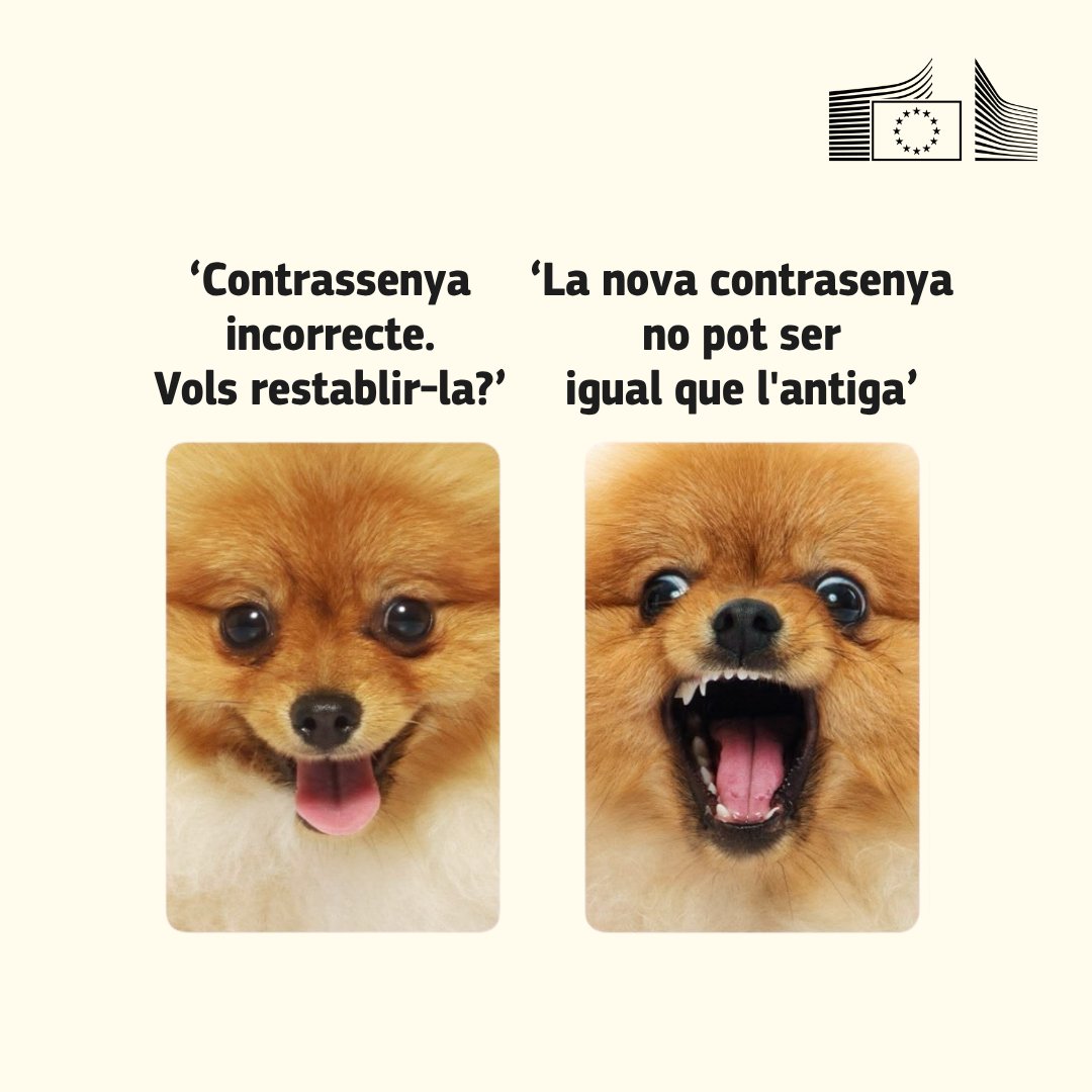 ComissioEuropea's tweet photo. L'octubre és el #CyberSecMonth🇪🇺!

4 consells de @DigitalEU per mantenir els teus comptes segurs:

🔑 Contrasenyes llargues
🔑 Fes-les complexes: majúscules i minúscules, números i símbols
🔑 Canvia-les sovint i evita reutilitzar-les
🔑 Utilitza l'autenticació multifactor https://t.co/BCNL1Zz3Cy