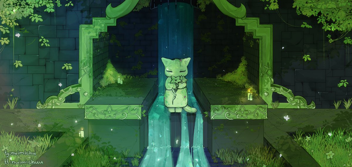 nuimichuu's tweet photo. The cat in the temple :3

______

#art #cat #digitalart #green #kitty https://t.co/g5jgZ4EPq8