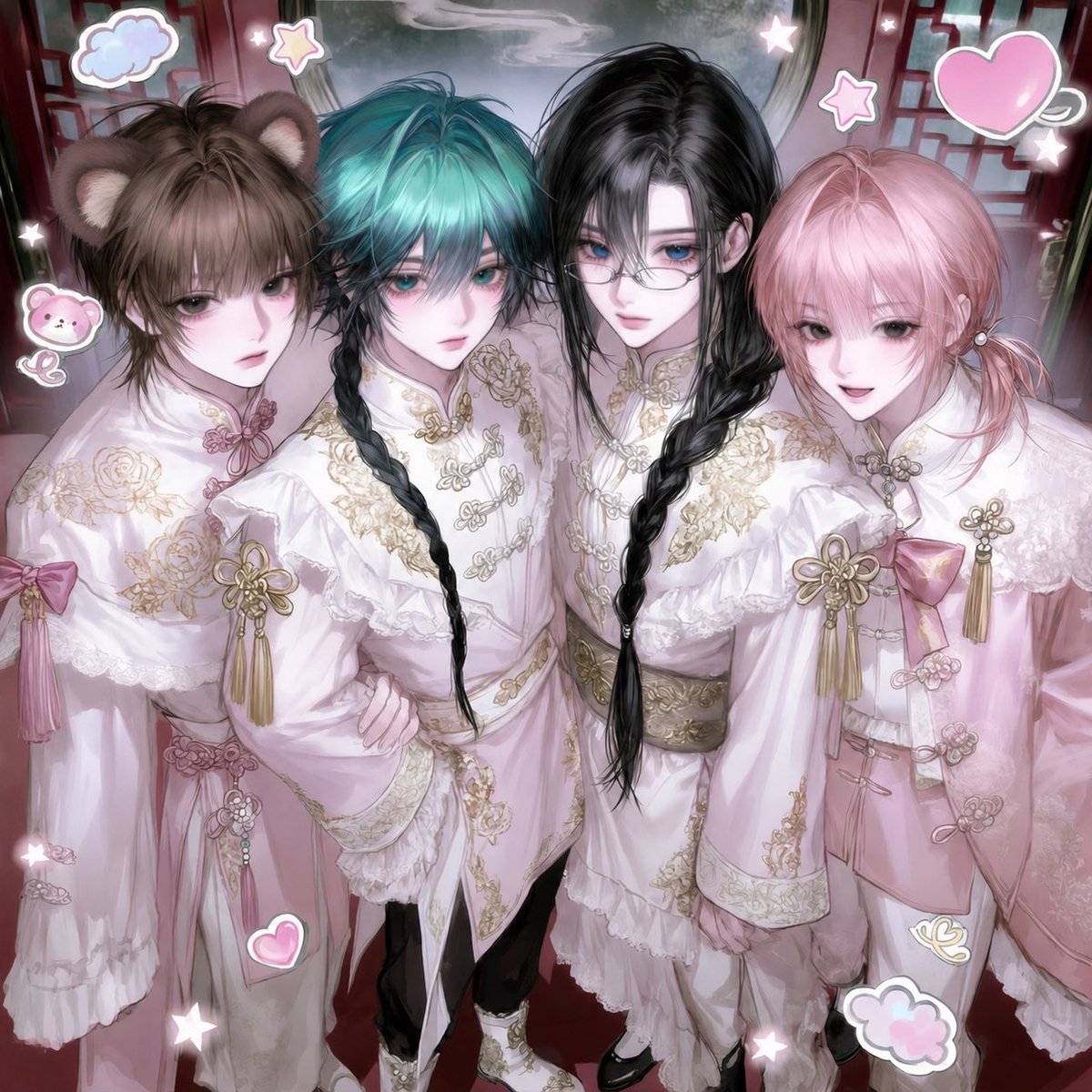 R_xpx_b's tweet photo. ゆたちに作って貰ったうちよそ〜！！！
左から一番目@YytTuA 
左から二番目@kokode_save 
左から三番目 私
左から四番目 @2llzv__ https://t.co/EGuWyeLF6l