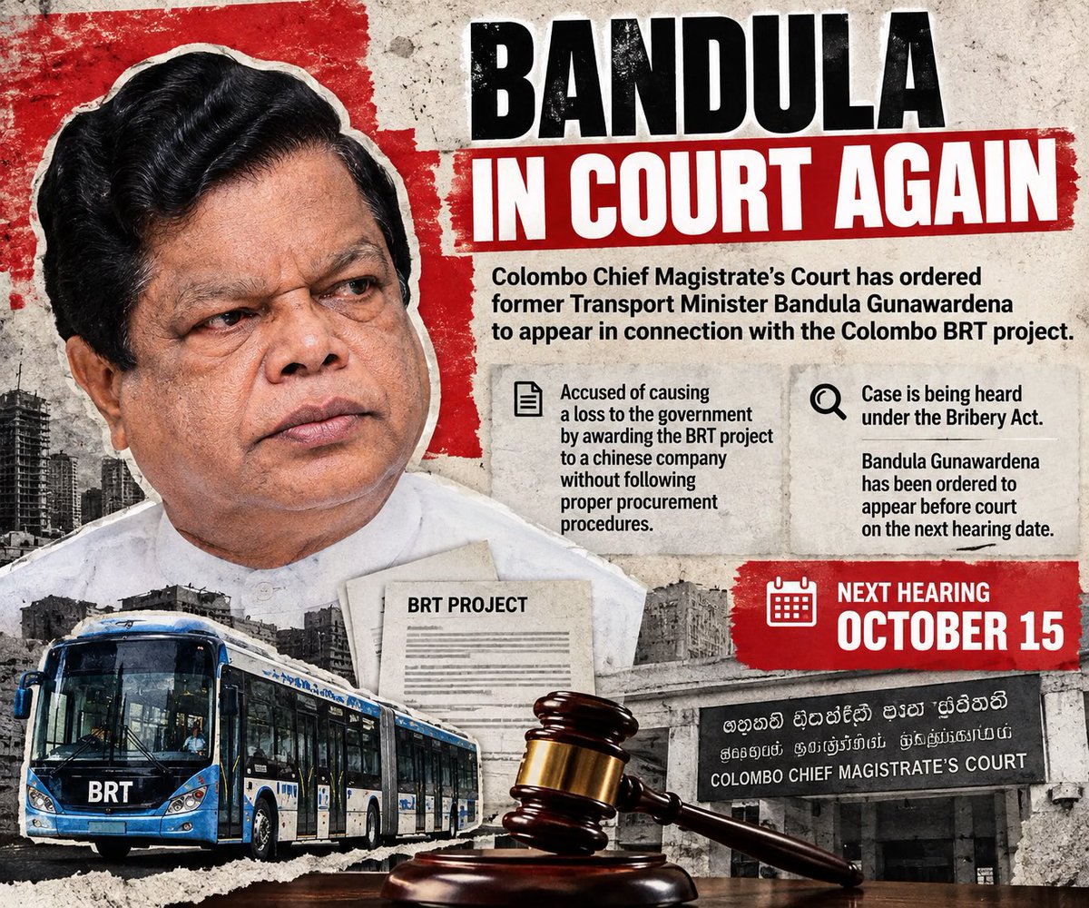 Nadulkweb's tweet photo. Former Minister Bandula Gunawardena appeared before CIABOC today after being summoned to record a statement over a Cabinet paper submitted in 2007. No arrest or charges have been reported at this stage. 

#BandulaGunawardena #CIABOC #SriLanka #SriLankaPolitics https://t.co/ZfUEX9XMxF