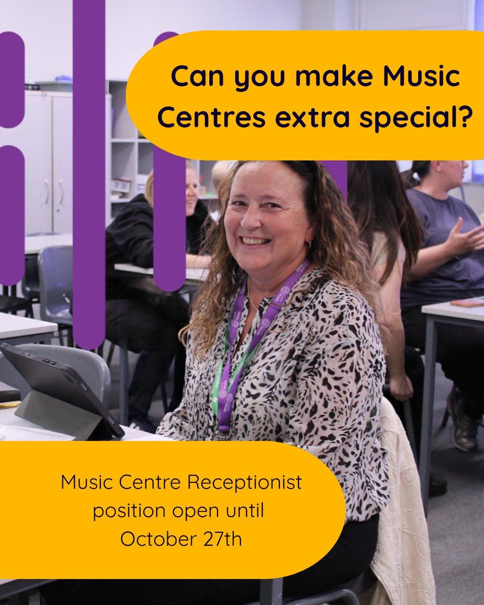 KentMusic's tweet photo. 🤔 Are you a people person? Want to play a key role in our musical community? You could be the Music Centre Receptionist at Ashford Music Centre! 🎵

📍 Ashford | ⏰ Wednesdays during term-time, 3:45-7:30pm | 💷 £25,236.80 pro rata

Apply by 27 Oct ➡️ https://t.co/F6HQWAc8Qu https://t.co/M60rksEFS1
