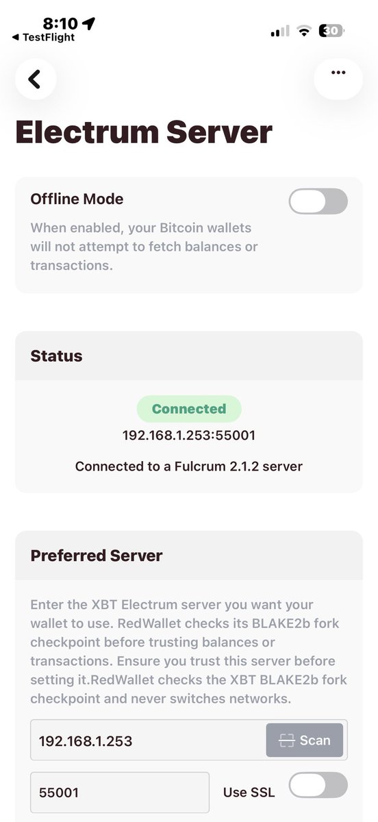 XCOM79's tweet photo. RedWallet’s updated iPhone beta is ready! 🟥📱

Based on BlueWallet, built for Bitcoin using BLAKE2b (XBT).

Features:
• Create and restore Native SegWit wallets
• Full SIGHASH_UNIFIED signing for supported XBT transactions
• Send/receive, QR scanning and address copying
• Balance and transaction history through Fulcrum
• Configure your own Fulcrum server
• Manual or NeoxEX XBT pricing
• Review destination, amount and fee before sending
• Wallets and settings persist across restarts
• Conservative 6,480-confirmation safeguard for mining rewards

Security update:
All seven PR suggestions and the private security findings were addressed. Stronger transaction safeguards, protected release signing, affected credentials rotated, and PR #1 merged.

iPhone checks passed: recovery, restart persistence, receive/copy, QR scanning, saved settings, send review/cancellation and invalid-address rejection. Live sending/confirmation remains to be tested.

Thanks to Kyle for the careful security review and Luke for the corrections and clarification: XBT/BLAKE2b is Bitcoin, and supported transactions use the full unified sighash.

Only a few TestFlight spots are available—Devs DM or email me for the installation link.

Public App Store release is planned as soon as Apple approves the submission.

Android test build passed; a public phone APK is not yet released.

Still beta. Hardware signing, Taproot, Lightning and multisig are outside this release.