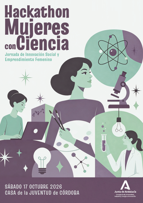 aemprende's tweet photo. 🔬 ¡Córdoba acoge el Hackathon Mujeres Con Ciencia‼️
🔝Una jornada para transformar retos reales en soluciones, trabajar en equipo y poner en práctica #DesignThinking, prototipado y pitch, con el acompañamiento de mentoras.
🗓️ Sábado, 17 de octubre de 2026
🕒 De 9:00 a 17:30 h.
📍 Casa de la Juventud de #Córdoba
👉 Inscríbete: https://t.co/R8uf9v6tnZ
@ayuncordoba_es @planneocordoba @cadecordobaAE @IndustriaAnd