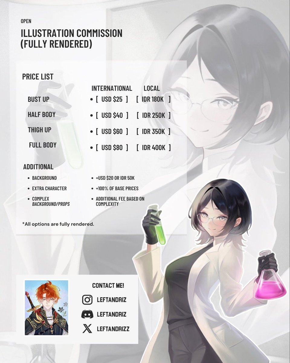 leftandrizz's tweet photo. — COMMS ARE OPEN! ✦ —

All the details are listed below!
Feel free to DM me if you’re interested in commissioning me ♡

Thank you so much for your support and for considering my art! 💕

#commissionㅤ https://t.co/ETtevxleQM