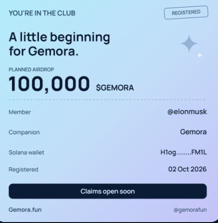 gemorafun's tweet photo. Claim your 100,000 $GEMORA

Apply: https://t.co/S4HbS2ZlqT

FCFS https://t.co/b8PpAxnEnO