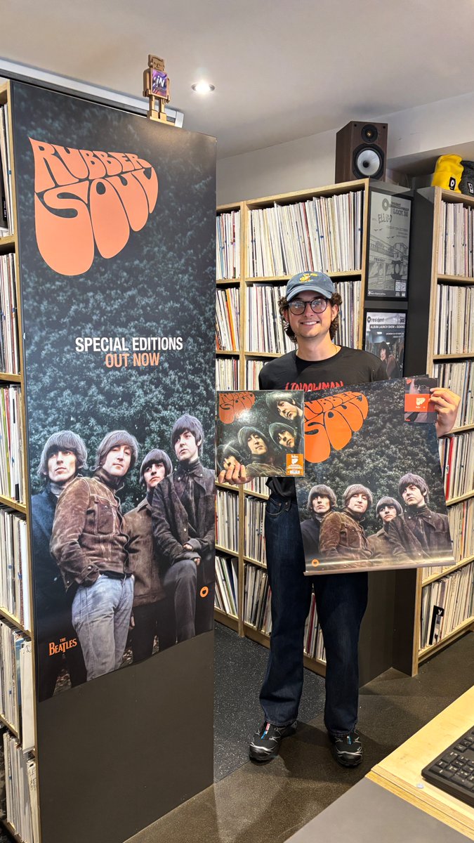 residentmusic's tweet photo. Austin is beaming with joy with the reissue of 'Rubber Soul'!

If you pick up a copy of this classic @thebeatles album in-store we have a handful of postcard sets and posters to give away! https://t.co/Nc6NgUVUvp