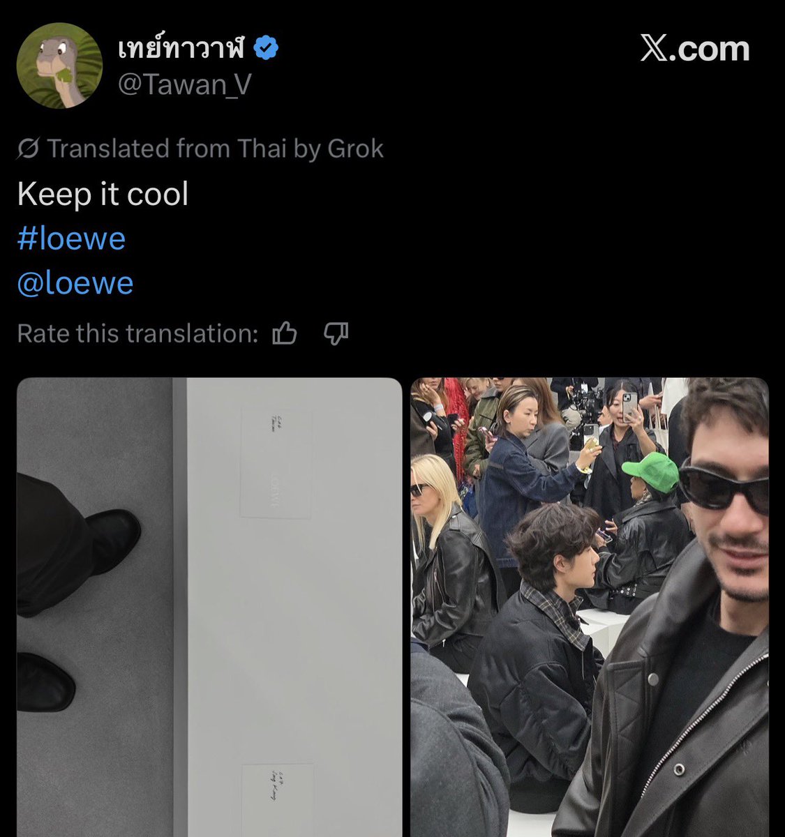 Yibo_crave's tweet photo. Thai actor Tawan V posted Wang Yibo on his twitter acc and Instagram stories fanboying over him

We need a selfie together tawan!!! 

#WangYiboxLoeweSS27 #LOEWESS27 https://t.co/jXvxNXtRyO