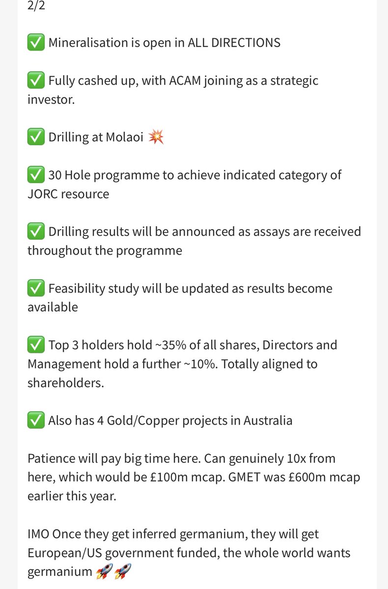 ZSS16298069's tweet photo. #ROCKFIRERESOURCES
#GERMANIUM
- £12m mcap
- $6 Billion+ resource
#ROCK WILL MULTIBAG VERY SOON🚀🚀
https://t.co/AEVFooUDhn
#TYM #GCM #VRS #NFX #ORR #CDL #STOCKS #SHARES #80M #SML #UKOG #VAL #MET1 #ZIOC #EUA #UFO #CTAI #OMI #WSBN #COPPER #BRES #EST #ALRT #GOLD #ZINC #SILVER https://t.co/znuTWx2ev4