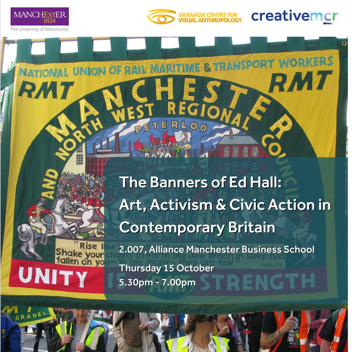 GCVA_Mcr's tweet photo. Join us for an event on the history, politics and stories behind banners in art and activism.

In this talk, Ed will explain how banners are only important because of the causes they represent and the people they involve. 

Scan the QR Code to book your free place https://t.co/HeazlUMqGO