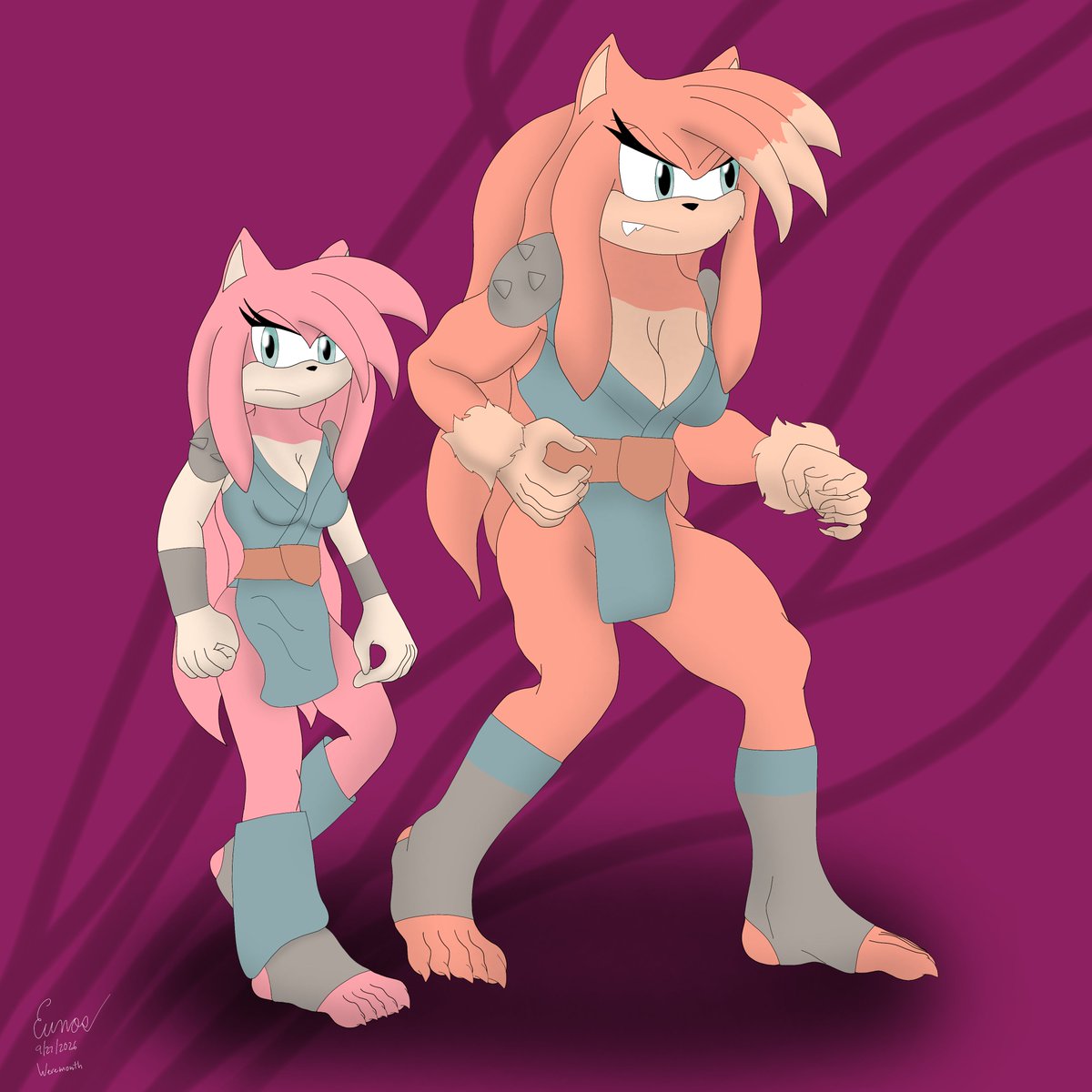 EunosMatsuda's tweet photo. First #fanartfriday for #weremonth goes to 
@Arantarisu_Yamu werewolf Amy. She's a very serious werewolf, you'll wouldn't want to mess with her, unless your a certain blue hedgehog then she'll be silly around him XD
#werewolf #werehog #amyrose #weretober https://t.co/1iAWomaHpv