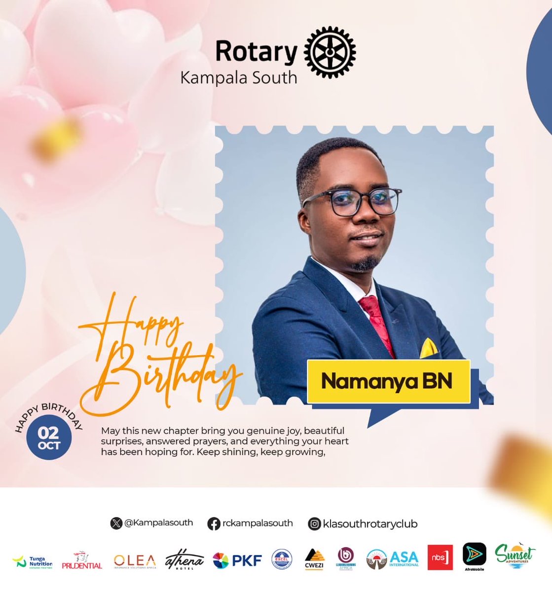 KampalaSouth's tweet photo. Today we celebrate one our very committed and selfless members. 🎉

Happiest Birthday to you @nichobob 🥂

Enjoy your day. https://t.co/EkO5Qt6B4F