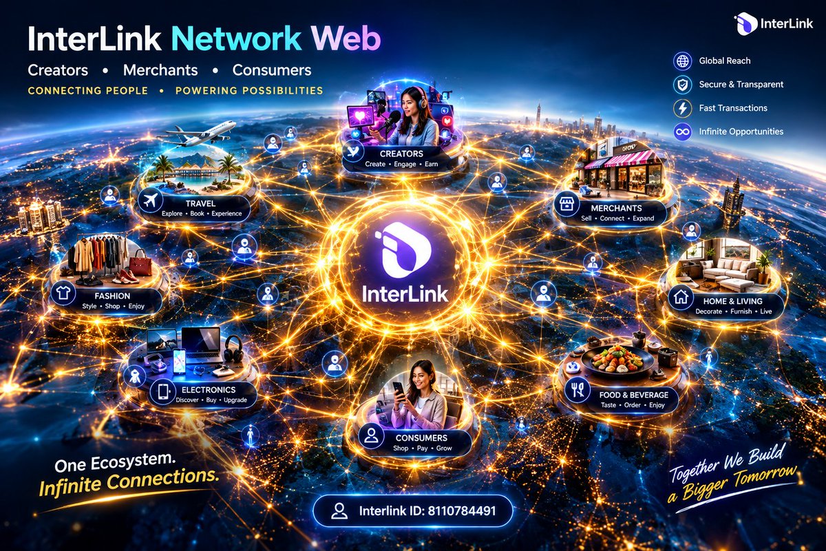 karamsravank's tweet photo. Connecting People. Powering Possibilities. 🌐⚡

   The InterLink Network Web brings Creators, Merchants, and Consumers together into one powerful, interconnected ecosystem:   

🔹 Global Reach   
🔹 Secure & Transparent   
🔹 Fast Transactions   
🔹 Infinite Opportunities   

One Ecosystem. Infinite Connections.  🚀

 InterLink ID: 8110784491   

https://t.co/F8I62E2vsS