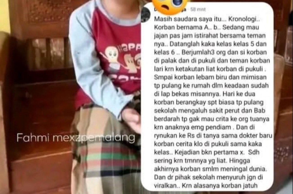 illbeurbby's tweet photo. @TanyarlBase bantu up gais, katanya pelaku anak dari orang berwenanang dan pihak sekolah mencoba nutupin kasus ini https://t.co/7xzJeRM5MQ