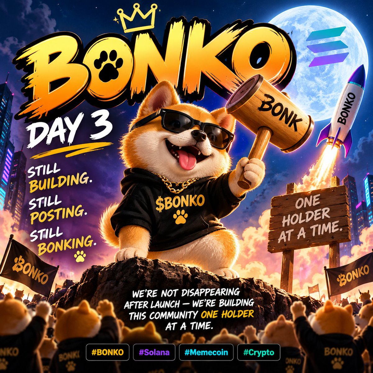 4BONKO's tweet photo. 🐶 BONKO IS STILL HERE.

Day 3. Still building. Still posting. Still BONKING. 🔨

We’re not disappearing after launch — we’re building this community one holder at a time.

If you found $BONKO early, welcome to the chaos. 😂🐶

#BONKO #SolanaCommunity  #memecoins1000x  #CRYPTO_PUMPS
