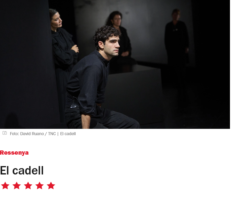 ManelPiM's tweet photo. No m'agrada posar estrelles ni simplificar en general. Però #ElCadell del @teatrenacional porta 5 estrelles com una casa de pagès, mai millor dit.
Ací ho explique a @TimeOutBCN 👉https://t.co/IvplFyH8MF https://t.co/JWNgADntf0
