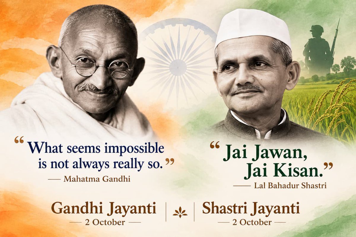 AlamMerajdu's tweet photo. We are remembering Bapu and Lal Bahadur Shastri ji on their Jayanti! https://t.co/eRaFdM1GTj