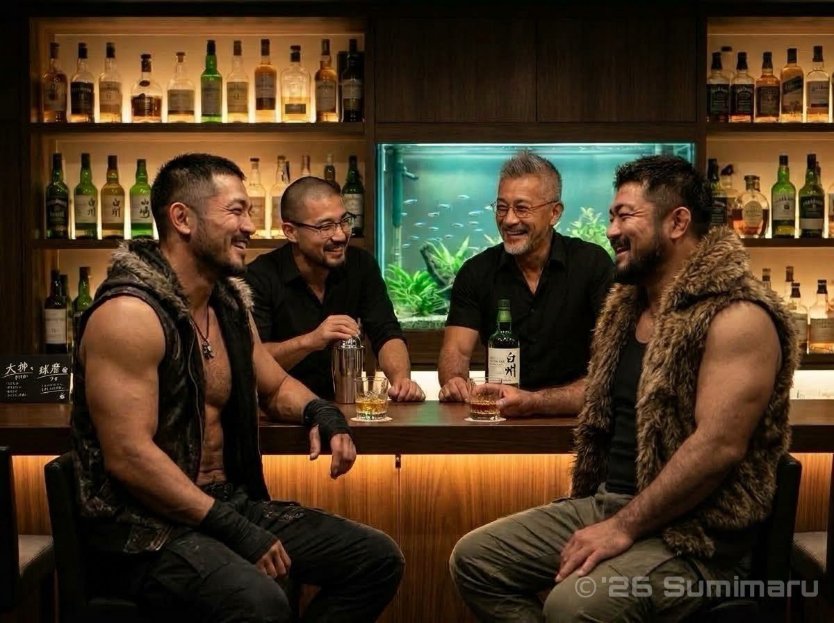 sumimaru_rd's tweet photo. "First Night at Bar Rugged"
「Bar Ruggedで過ごす最初の夜」

#Arenn #Shimon #Ookami #Kuma
#亜蓮 #侍紋 #大神 #球磨 #狼 #熊
#AI男子 #Alman #AIGeneratedMan #Almale #barrugged
#firstvisit #warmwelcome #sharedstories
#nightout #brotherhoodvibes #goodcompany

#RuggedCrew https://t.co/nUO3j7LktV