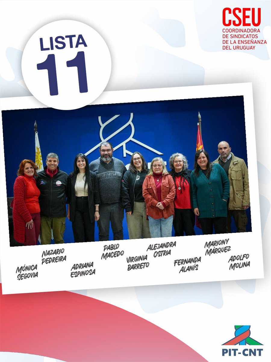 FenapesUruguay's tweet photo. 🗳️ Elección CODICEN
📢 Mañana sábado 3 de octubre las y los docentes elegimos representantes en la ANEP.
✊ Acompañá la LISTA 11. Colegas de todo el país en defensa de la educación pública.
#FenapesSeMueve
#ElecciónCodicen
#Lista11 https://t.co/JSt8hUao6i