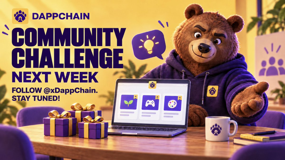xDappChain's tweet photo. GM gm, guys 

What would make DappChain better? We’re listening.

Next week: a community challenge with big news. Details soon.

Follow @xDappChain + turn on notifications 🔔