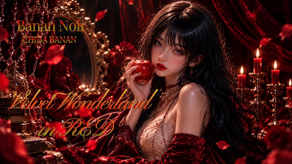 oooootowan's tweet photo. 新作MV公開しました🍎❤️
『Velvet Wonderland in RED』

甘い誘惑に満ちた、真っ赤なWonderland。
あなたならどれを選ぶ？

🍎 赤い林檎
👠 ガラスの靴
🪞 鏡の向こうの世界

私は私。誰の自由にもならない。
CHIDA BANAN｜Velvet Wonderland in RED

#CHIDABANAN #BananNoir #VelvetWonderlandinRED https://t.co/AJuZHcTYS1