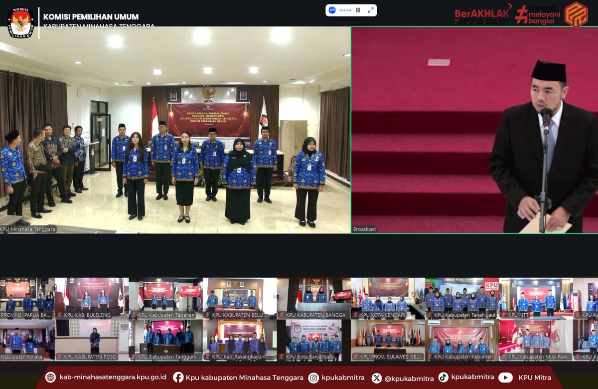 KpuKabMitra's tweet photo. #Temanpemilih, Komisi Pemilihan Umum (KPU) Kabupaten Minahasa Tenggara (Mitra) melaksanakan Pelantikan dan Pengambilan Sumpah/Janji Pegawai Negeri Sipil (PNS) di Lingkungan Komisi Pemilihan Umum secara hybrid, Kamis (1/10/2026)
Selengkapnya:
https://t.co/eASpGg086h
#kpumelayani https://t.co/O3vB2mreXw