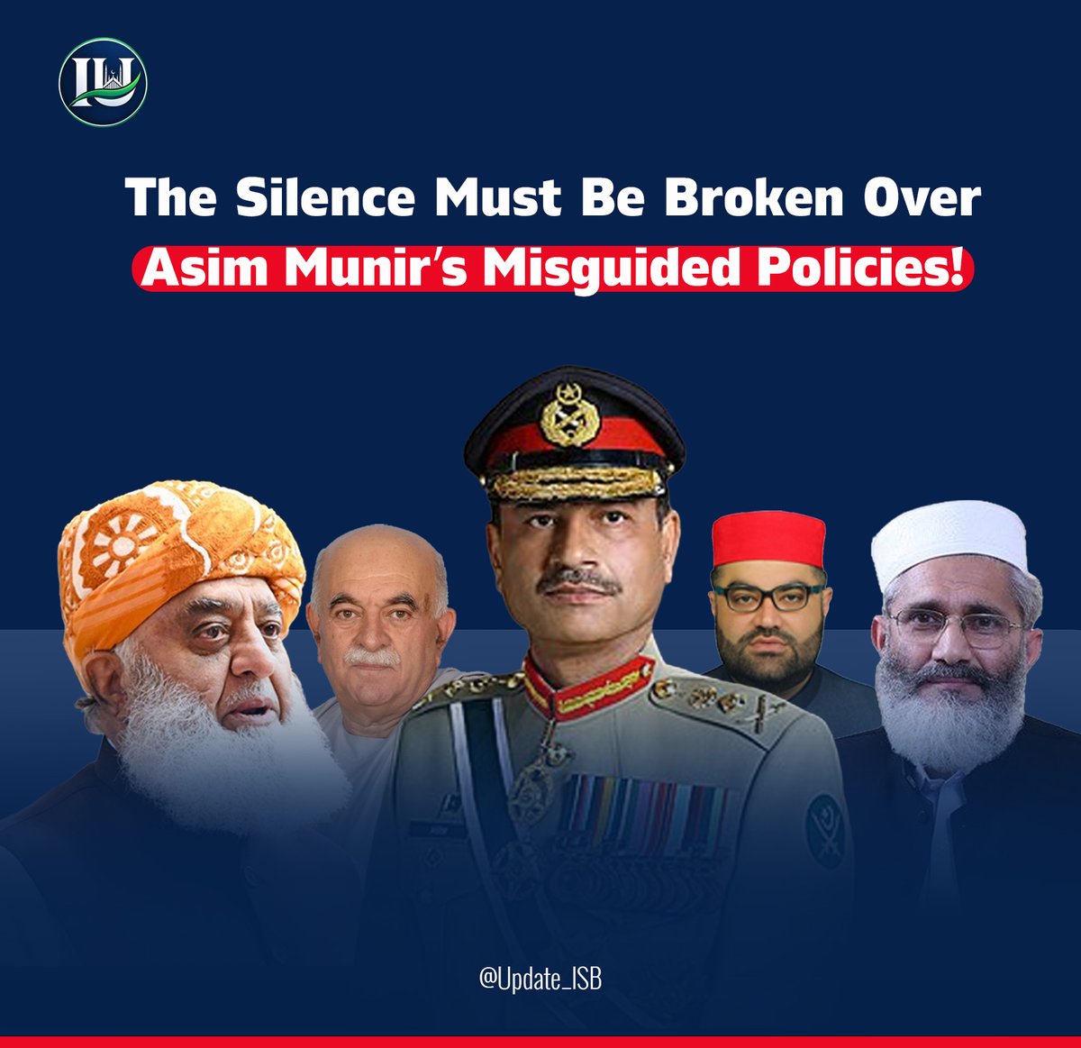 Update_ISB's tweet photo. The Silence Must Be Broken Over Asim Munir’s Misguided Policies!

Asim Munir is trying to damage relations with Afghanistan to such an extent and drive the two peoples so far apart that reconciliation and rapprochement would eventually become impossible.

All political parties in Pakistan should stand against Asim Munir’s policy toward Afghanistan. If they cannot do so, then they would be better off leaving the political arena, because politics cannot be conducted through fear and hypocrisy.

The leaders of Pakistan’s political parties should follow the path taken by Pakistan Tehreek-e-Insaf (PTI) and stand with courage against military dictatorship and military rulers.

If party leaders and politicians do not stand today against the military’s misguided policies toward Afghanistan, then tomorrow they should not lament the consequences of damaged relations with Afghanistan and Pakistan’s resulting isolation.