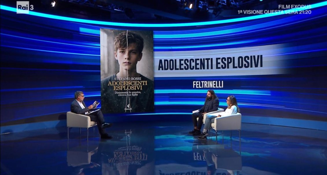 feltrinellied's tweet photo. Su @RaiTre a @QuanteStorieRai ospite #StefanoRossi autore di #AdolescentiEsplosivi #QuanteStorie https://t.co/tMOYbdYxXU