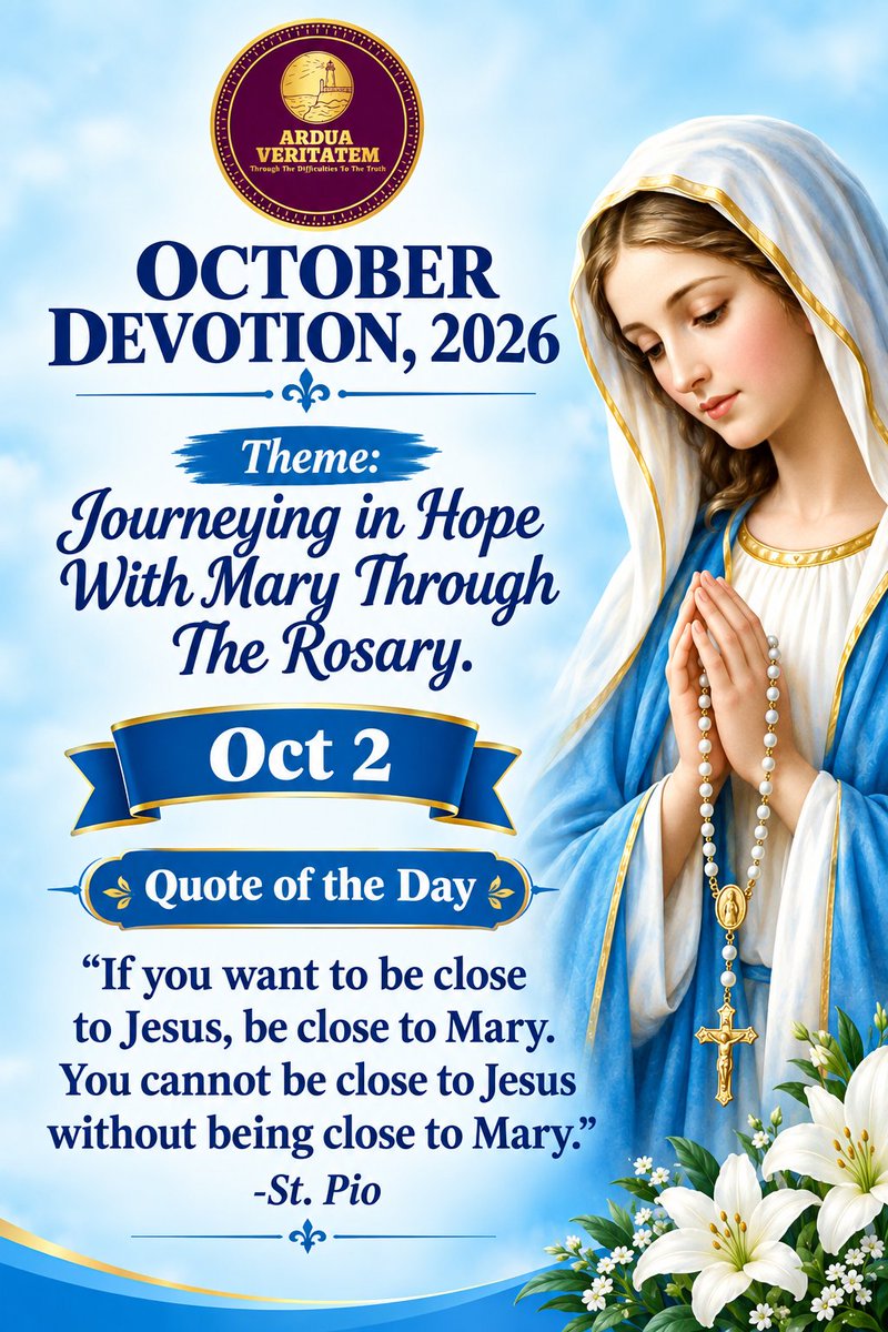 ardua_veritatem's tweet photo. Oct 2 - Theme and Quote of the Day 

#Catholic #CatholicChurch #CatholicX #Mary #CatholicTwitter #OctoberWithMyLady #OctoberDevotion #October2nd https://t.co/D55WqEgrxP
