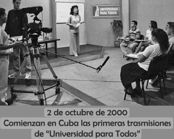 IcsCuba's tweet photo. 🏫🇨🇺El 2 de octubre del 2000 se inicia el proyecto televisivo Universidad para todos, con el curso de técnicas narrativas. En estos programas participan excelentes profesionales, profesores universitarios, científicos y técnicos de una amplia gama de especialidades. https://t.co/lAVfbzyr9D