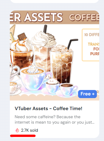 lyro_vt's tweet photo. Now I understand why my stuff performs much better on Ko-Fi, than on VGen, a platform that I thought helps with discoverability. Like I really want to help VTubers with free assets, this pains me. I am still 100% relying on social media algorithms for my stuff to even reach ppl https://t.co/ATCllVS6wf
