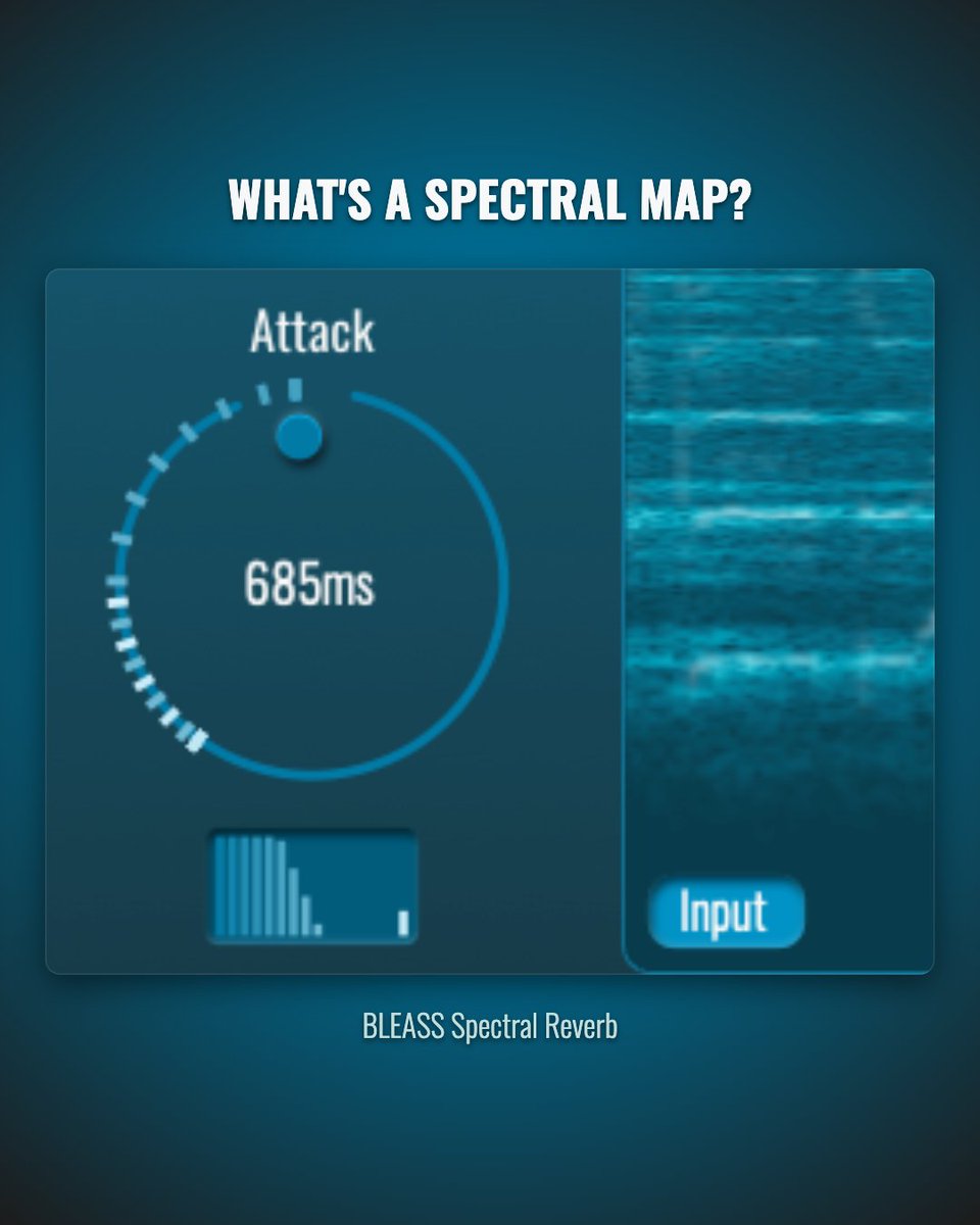 BLEASSapps's tweet photo. Spectral Maps in BLEASS Spectral Reverb let you paint how Attack, Decay, Width (and more) behave across the spectrum — swipe for ramps, peaks, or troughs. One gesture, frequency-shaped reverb.

BLEASS Spectral Reverb - Now available - https://t.co/vnZxHR6ehV https://t.co/avgkGXSppc