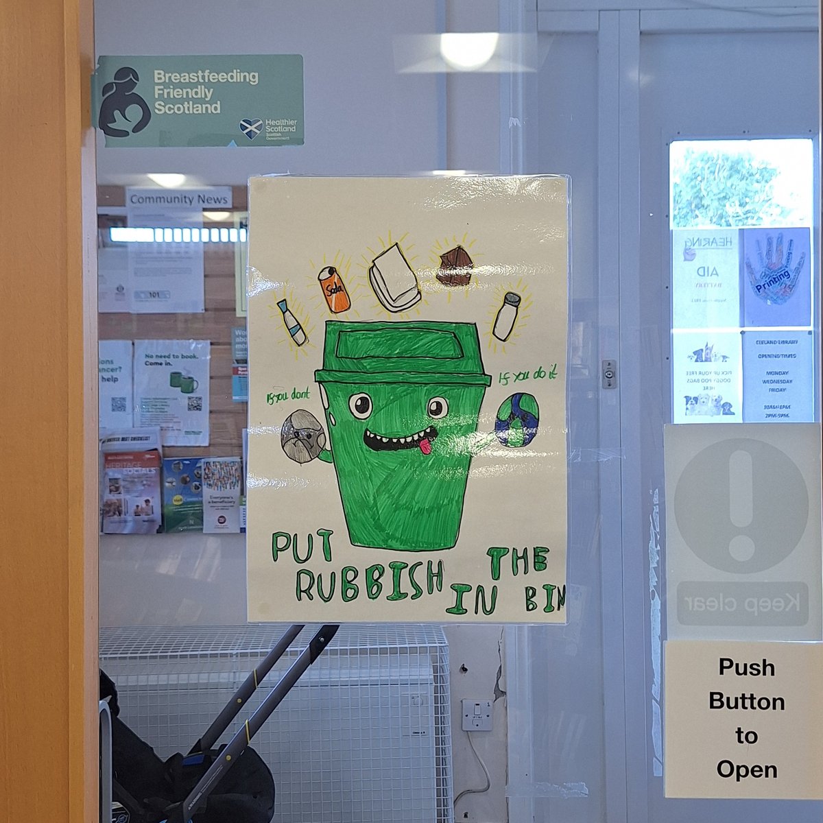 LibrariesNL's tweet photo. #ClelandLib is now proudly displaying anti-littering posters created by local school children from @cleland_ps. Remember to help keep our local communities tidy for everyone to enjoy. https://t.co/OXZZodWjHy