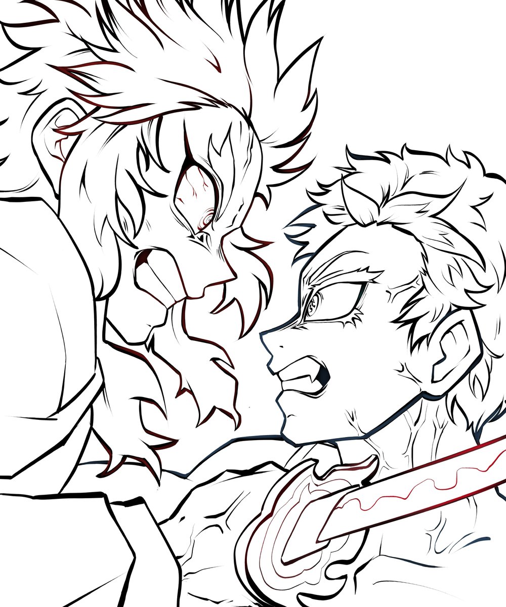 fleabaglei's tweet photo. Was rummaging through art from last October and found this study 

(I was HEAVILY inspired by the demonslayer fanart and scenes I saw on google, tried my best to recreate it as closely as possible.)
#Rengoku vs #Akaza https://t.co/VL8lSVdyCa