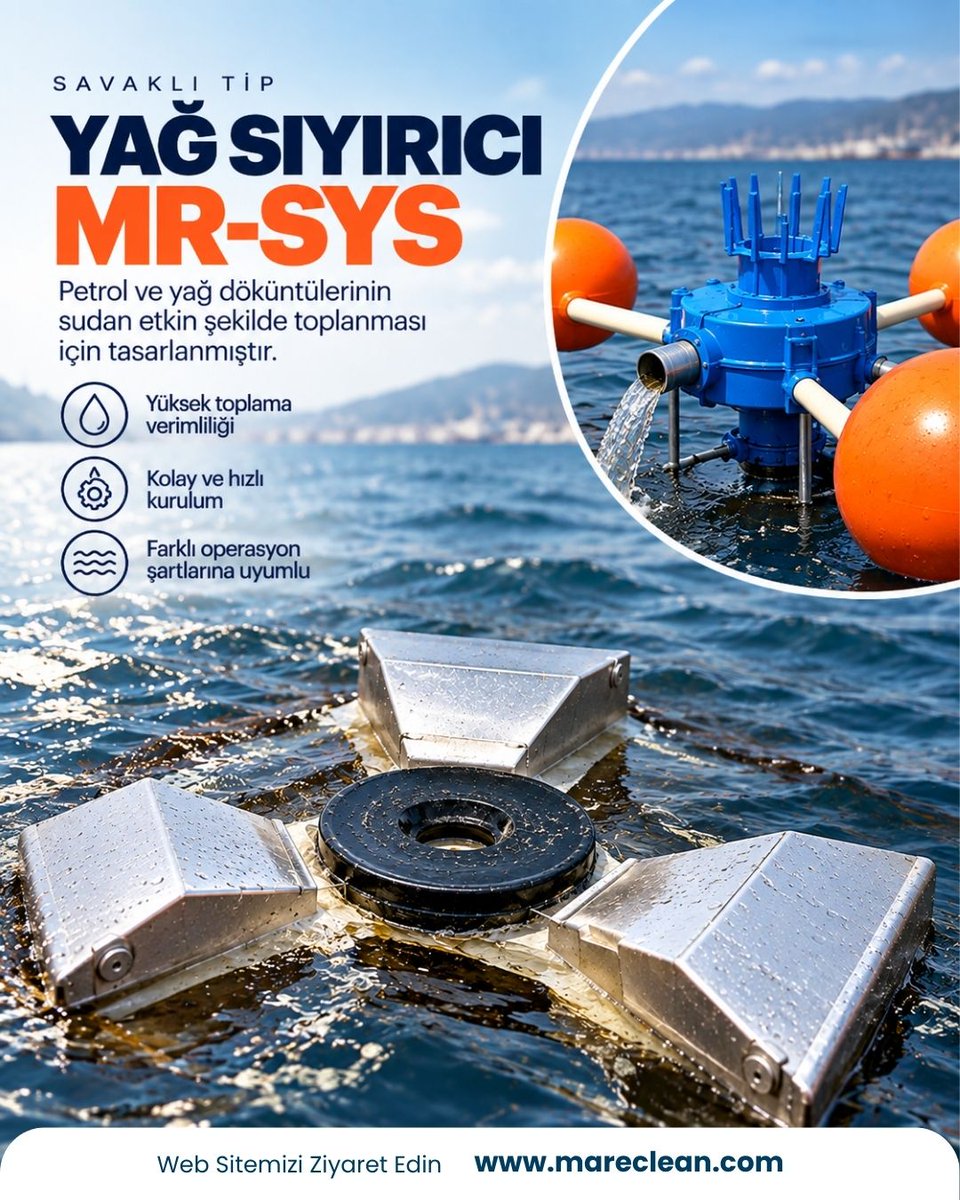 mareclean's tweet photo. Yağ ve petrol döküntülerine etkin müdahale.
Savaklı Tip Yağ Sıyırıcı MR-SYS, deniz yüzeyindeki kirleticilerin hızlı ve kontrollü şekilde toplanmasına yardımcı olur.
#YağSıyırıcı #DöküntüMüdahalesi #MareClean https://t.co/BQj3byvEFE