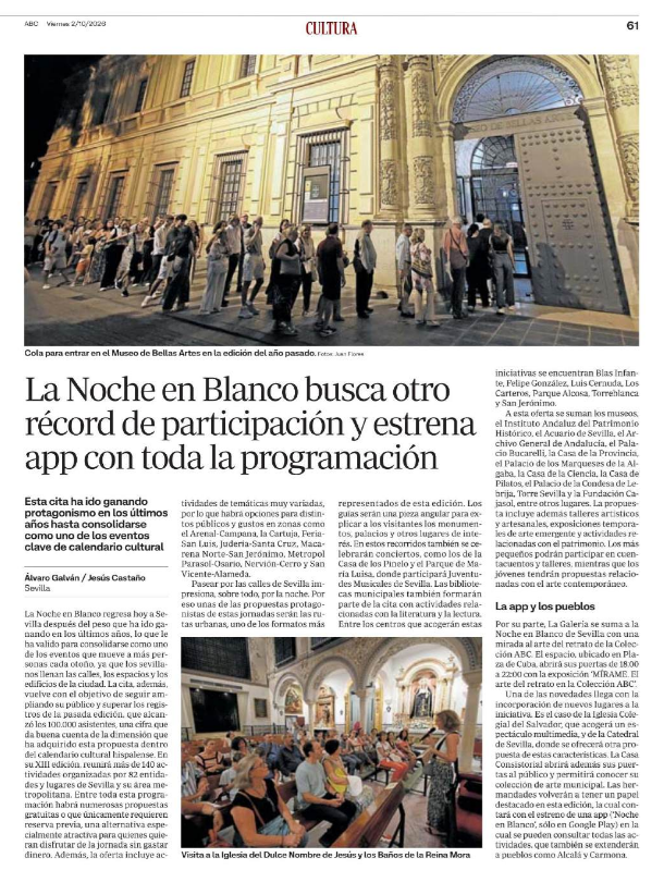 Arturodelp's tweet photo. 🟢 #PRENSAIMPRESA | «La Noche en Blanco busca otro récord de participación y estrena app con toda la programación» #Sevilla https://t.co/OD0fugoZcZ